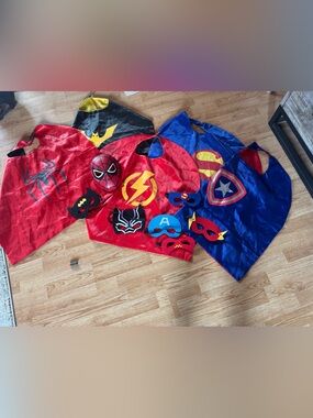Kids Red and Blue Superhero Costume Capes Set
